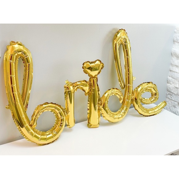 New Bride Cursive Metallic Gold Foil Balloons - Picture 2 of 4